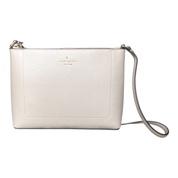 Kate Spade New York Leila Medium Crossbody Bag Pebbled Leather Cozy Gray NWT - Picture 1 of 16